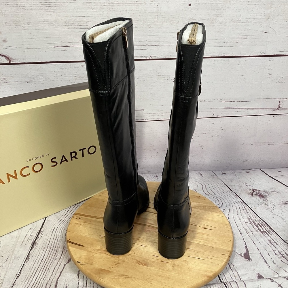 Franco Sarto Lizbeth Black Leather Tall Riding Boots Womens Size 9.5M Equestrian - Picture 7 of 15